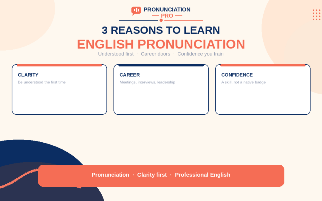 Three reasons to learn English pronunciation: clarity, career, confidence