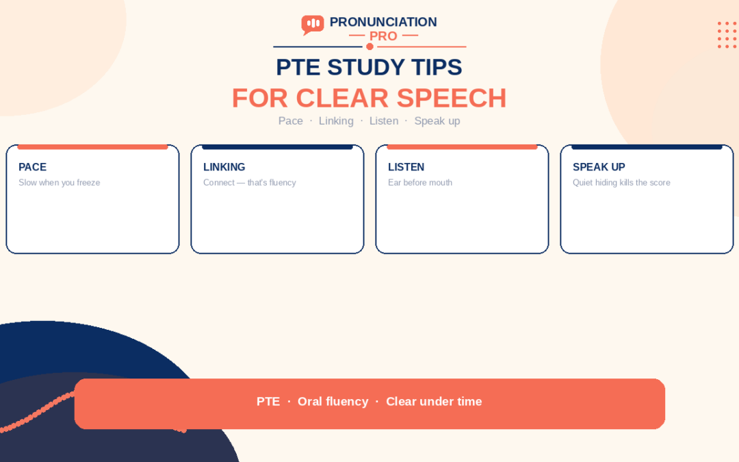PTE study tips for clear speech: pace, linking, listen, speak up