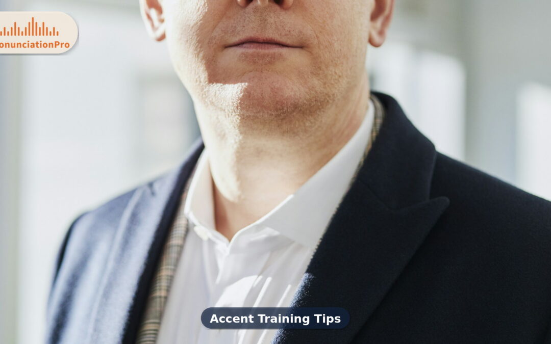 Close dignified focus on professional speech — accent training with clarity
